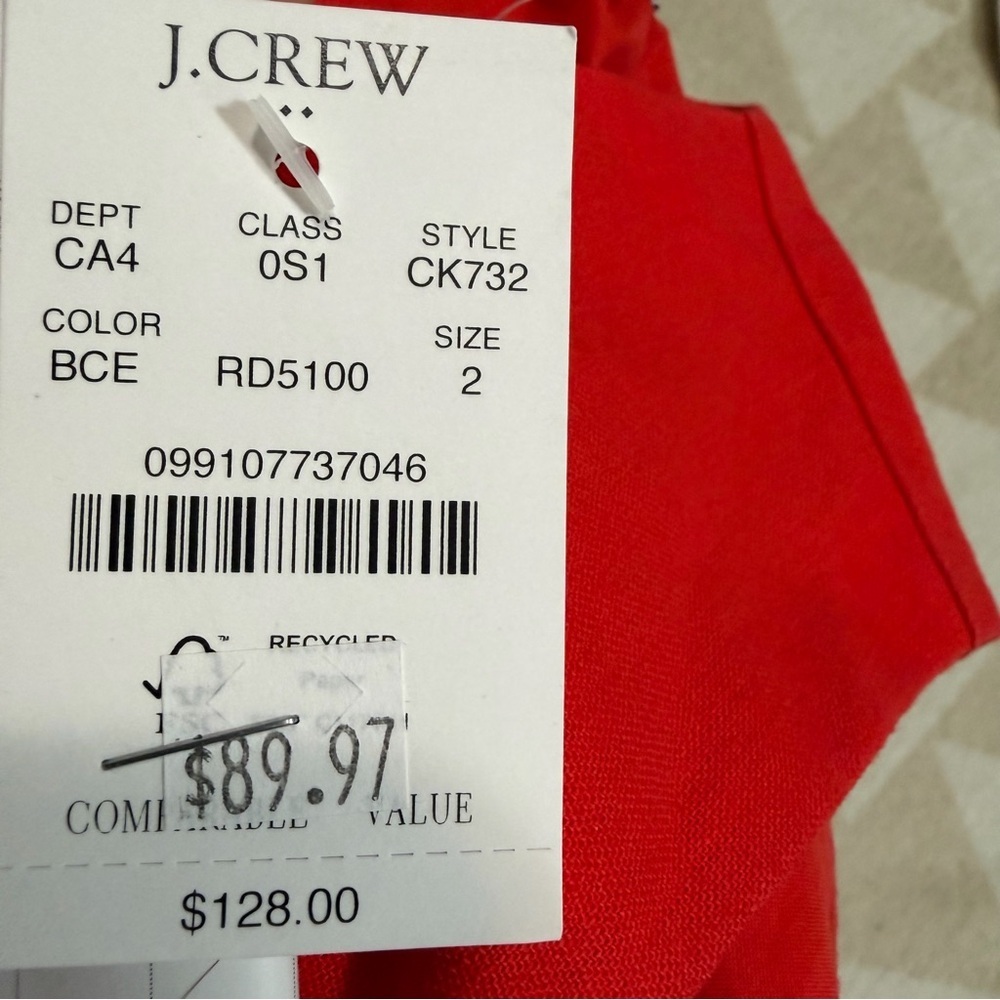 J crew bright cerise Linen-blend button-front mini dress - Picture 2 of 2